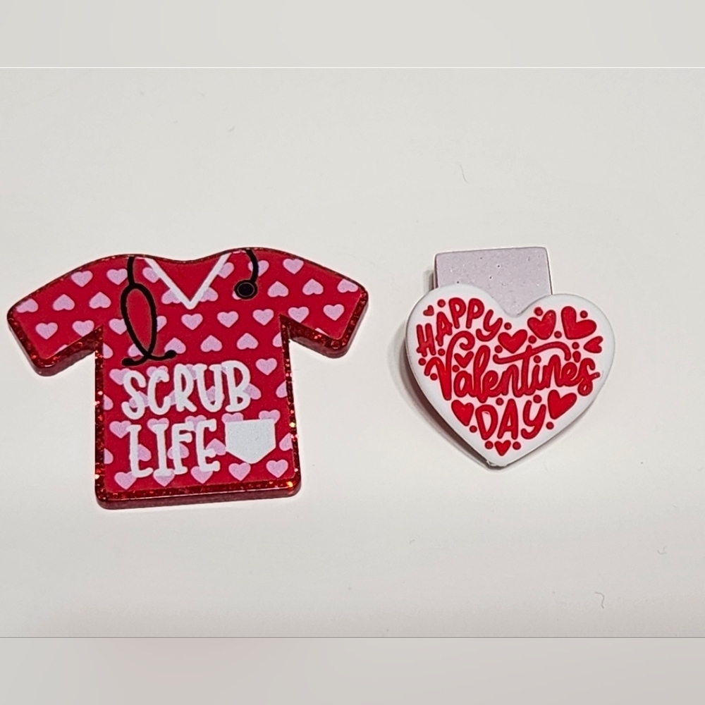 Flatback Valentine Scrub Life Nurse Focal Bead Pink‎ Crafts Keychain Bag Badge